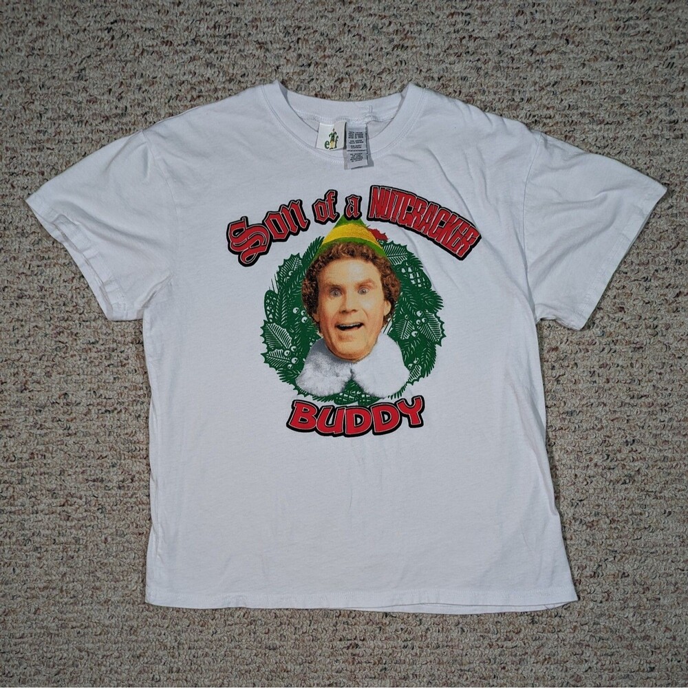 Elf Movie T-Shirt Son Of A Nutcracker Buddy White Size MEDIUM Christmas TEE